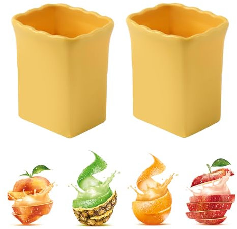 lasuroa 2pz Multifunzionale Affettatrice a Tazza, Acciaio Inossidabile Affettatrice per Frutta per Fragole Banane Uova Verdure Prepara Rapidamente Insalata Gadget da Cucina (Giallo)