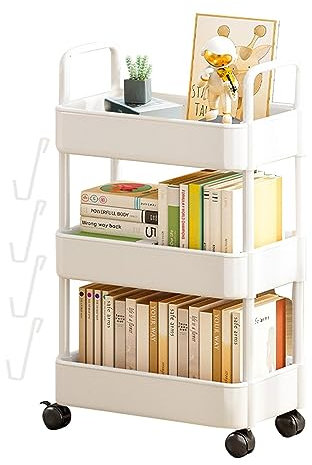 Amesor 3 Stöckiger Aufbewahrungswagen - Rollwagen Küchenwagen Mit Rollen | Beweglicher Snackwagen | Mehrzweck-Aufbewahrungsregal Mit Rädern Für Küche, Waschküche, Badezimmer, Wohnzimmer Und Büro
