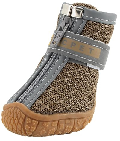FANSU Hundeschuhe 4 Stück, Hundeschuhe Pfotenschutz Hunde Schuhe Outdoor Laufen Hundeschuhe Winter, Schuhe für Hunde Rutschfester für Kleine und Mittlere Hunde (XS,552 Khaki)