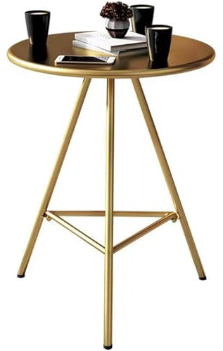 Lonmrrton Bistro-Bartisch Runde Tischplatte, Moderner Gartentisch Kleiner Beistelltisch Kaffee-Besprechungstisch, Goldener Beistelltisch für Wohnzimmer Schlafzimmer Balkon