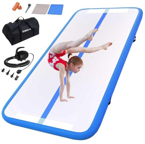 Inflatable Gymnastics Mat Tumbling Mat 10 ft 6.6 ft 13ft 16ft 20ft 4inch Thick Tumble Track Air Gymnastic for Kids Home Tumble Training Gym/Yoga/Water/Dance(3m,blue)