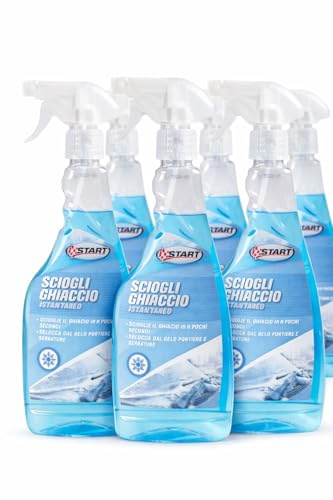 START Spruzzino Deghiacciante Parabrezza Auto 500 ml con Trigger, Scioglie Rapidamente Ghiaccio e Brina, Efficace a Basse Temperature, Sicuro su Vetri e Guarnizioni – Confezione da 6 Pezzi