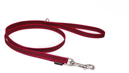 Mystique® Gummierte Leine 12mm mit Handschlaufe Standard Karabiner weinrot 1m