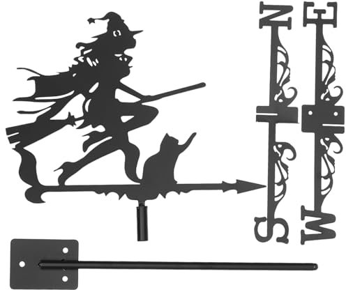 BESPORTBLE 1stück Wetterfahne Katze Hexe Dekorative Wetterfahne Aus Edelstahl Für Halloween Wetterfest Vielseitig Einsetzbar Als Dach Und Garten-Dekoration Installieren Vielseitig Jedem