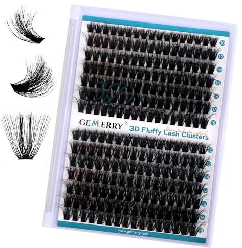 GEMERRY 3D Effet Bukett Konstgjorda ögonfransar ögonfransförlängningar kluster 80D +100D | Konturerade sidor ryska volym ögonfransbuketter gör-det-själv för hemmet 0,07 mm D Curl mix 10–18 mm