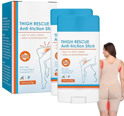 KDJXZ Anti Chafing Cream 2 PCS Anti Chafe Stick Chafing Stick Anti-Chafing Gel Waterproof Chafe Stick Anti Chafe Balm, Anti Friction Stick for Heel, Lower Arm, Thigh, Legs, Skin Protection - 23g