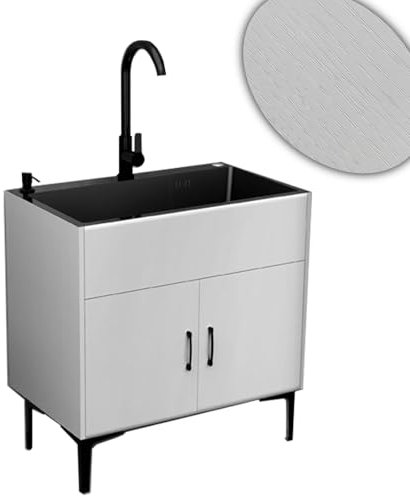 DIHRVTHC Meuble D'évier, Meuble sous Lavabo, Évier D'organisation De Cuisine, Lave-Mains Extérieur, avec Évier Et Robinet, pour Garage Intérieur Extérieur Cuisine Buanderie(Wit,58cm)
