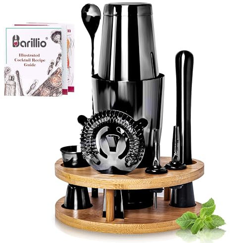 Elite Mixology - Juego de coctelera para camarero, color negro