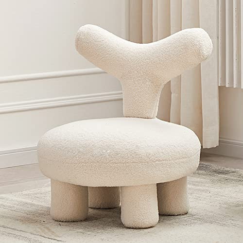 Furry Comfor Ottoman Mit Rückenlehne,ERGONOMISCHES DESIGN Fußstütze Hocker Für Zuhause Schlafzimmer Wohnheim Wohnzimmer,Plüsch Einzel Freizeit Kleines Sofa Stuhl-Weiß a 50x57cm(20x22inch)