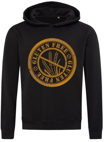 Sweat à capuche sans gluten en coton mélangé noir, Noir , S