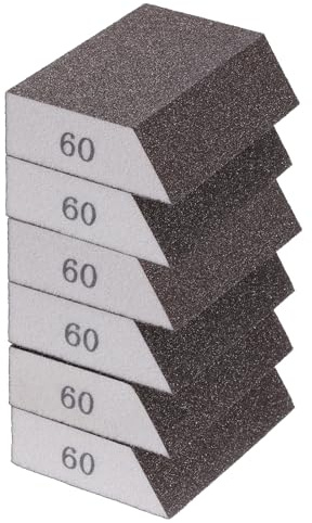 sourcing map 6pcs Sanding Sponge Blocks 60# (120-180 Grit) Sanding Sponge with Angled Edge 4x2.8x1, Washable and Reusable Foam Sanding Block for Polishing Kitchen Metal Wood Drywall Home