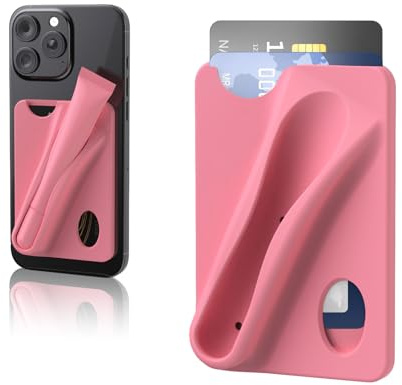 Leeneen Lip Gloss Holder Phone Case,Silicone Adhesive Card Holder for Phone with Lipgloss Holder,Cute Phone Case Wallet & Gloss or Lip Balm, for All Smartphones (pink)