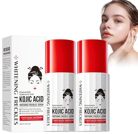 2 stycken kojissyra ansiktsserum, blekande fräknande serum kojissyra blekning fuktkräm blekning serum ansiktsserum minskar mörka fläckar, anti-rynkor och stramar åt hud