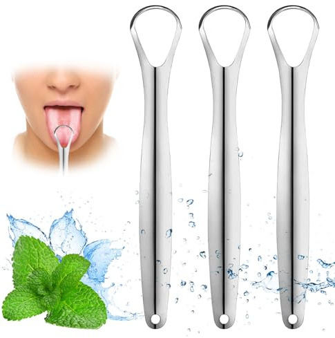 Paquete de 5 raspadores de lengua para adultos, reduce el mal aliento, rascador de lengua de metal, limpiador de lengua, raspador de lengua, rascador de lengua de acero inoxidable, limpiador de lengua