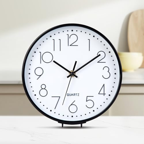 ACCSHINE Wanduhr Ohne Tickgeräusche Modern 20cm | Tischuhr Kleine Wanduhr Lautlos Quarz Batterie Einfach zu Lesen für Zimmer Zuhause Küche Schlafzimmer Büro Schule