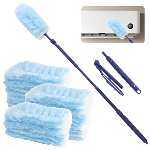 CENRONG Recambios Plumero Atrapapolvo, 20 Piezas, 2 Mangos Telescópicos, Plumero Duster Kit Desechable para la Sala de Estar, Cocina, Oficina