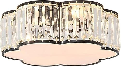 Lámpara de techo LED industrial de mediados de siglo con borde de cristal, ideal Compatible with decoración de interiores, lámpara de techo perfecta(Negro,L)