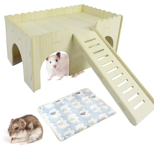 Sporgo Grande Cavia Casa: Porcellino d'India Giocattoli Con Rampa e Coperta Animali Domestici, Porcellino d'India Accessori Casa di Coniglio per Piccoli Animali Da Gara Degus