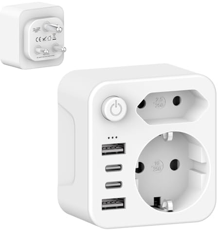 YIDODA Ddapter Südafrika Reiseadapter Südafrika,Südafrika Adapter,Adapter südafrika Steckdose Reisestecker Schuko auf Typ M für Namibia, Lesotho, Mosambik, Weiß