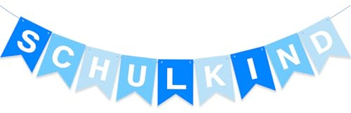DazzJoy Schulkind Girlande Blau,Schulkind Banner Deko für Schuleinführung,Einschulung Deko Mädchen Junge,Girlande Einschulung Mädchen Deko,Schulanfang Banner