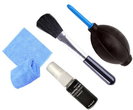 POPETPOP Lot de 4 Nettoyeur Écran PC en Plastique Noir Brosse et Chiffon pour Nettoyage Électronique et Espaces Difficiles D'accès