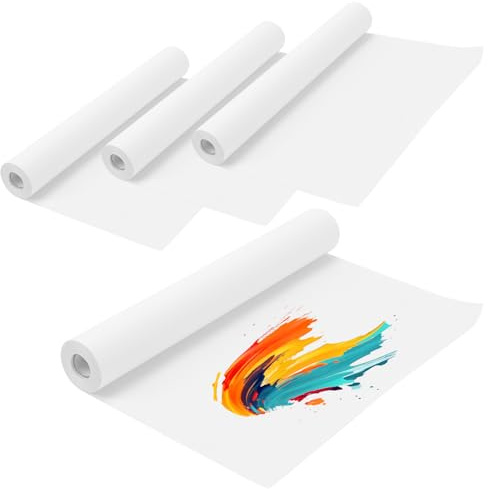 SENJEOK 4 st vit ritpappersrulle, 43 cm x 20 m konstpapper för målning, staffli pappersrulle för ritning, hem gör-det-själv, hantverk, skissning
