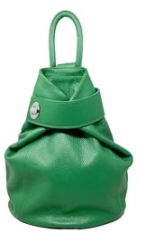 Chicca Borse Borsa Zaino Donna in Pelle Made in Italy 28x35x12 Cm (Verde Mela)