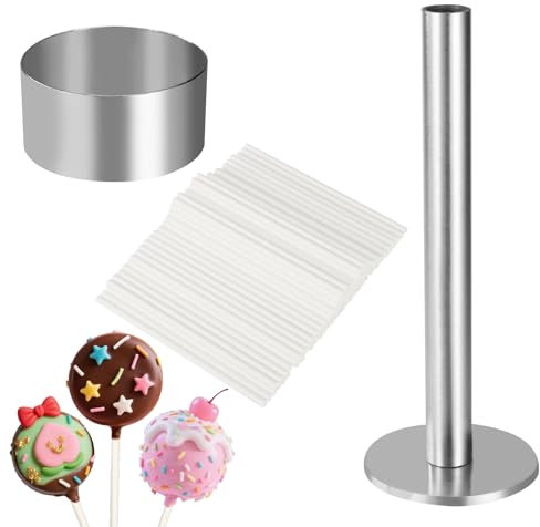 Set Moldes Circulares Cake Pops, Cortador Acero Reutilizable y Empujador Aleación Aluminio Herramientas Prácticas para Hornear Casa Fiestas Cumpleaños Bodas