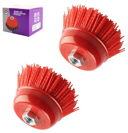SHENGYIG 2 Stück Topfbürste Winkelschleifer M14 Nylonbürste Bohrmaschine, Durchmesser 100mm Nylonbürste Schleiffilament-Topfbürste für Entgraten, Rostentfernung und Lackentfernung