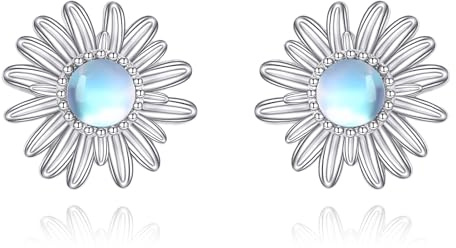 Sonnenblumen Ohrringe Sterlingsilber künstlicher Mondstein Ohrstecker Blumen Ohrringe Sonnenblumen Schmuck Geschenke für Frauen