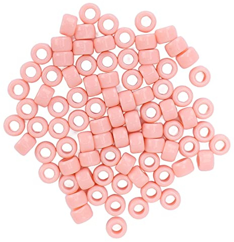 100 pezzi di plastica 100 pezzi di plastica per la produzione di braccialetti per la produzione di semi di perline per perline per barba (Rosa)