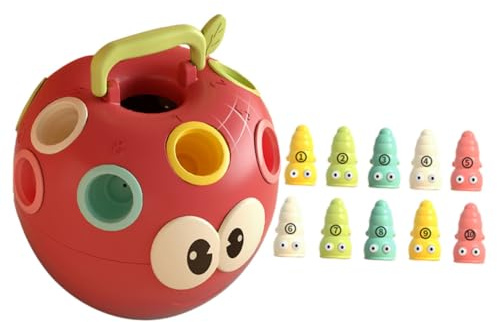 TOYANDONA Apfel Wurm Spielzeug Farberkennungsblöcke Formzuordnungsspielzeug Zahlen Passenden Spiel Junge Mädchen Früh Pädagogisches Lernbausteinspielzeug