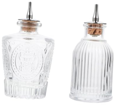 EXAOMBLE 2 pezzi Bottiglie Vintage in Vetro per Bitter Contenitori Decorativi Compatti per Vino e Liquori Adatte per Bar Casa e Ristorante