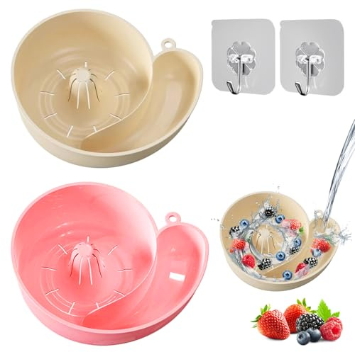 Feegela Essoreuse à Salade 2 Pièces Pliable en Papier Kraft | 2 Crochets de Suspension, Passoire en Spirale, Pour Fruits et Légumes, Pour Cuisine et Camping