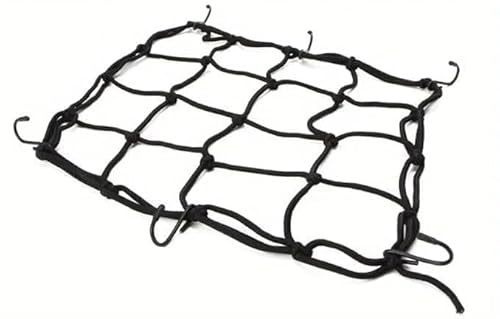 OUTLETISSIMO® Rete Elastica Portapacchi 40x40cm Estensibile Fino a 80cm con 6 Ganci Rete Ragno Universale per Scooter, Moto, Auto, Bici Portaoggetti Casco, Bagagli