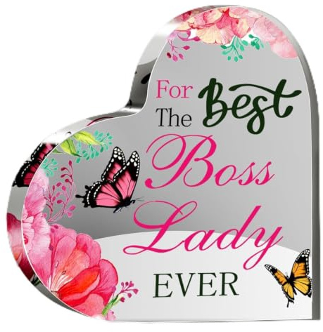 Weihnachtsgeschenke für Frauen, Acryl, Schmetterling, Best Boss, Lady Ever, Geschenk, Dankeschön, Andenken, Schild und Briefbeschwerer für Geburtstag, Büro, Schreibtischdekoration