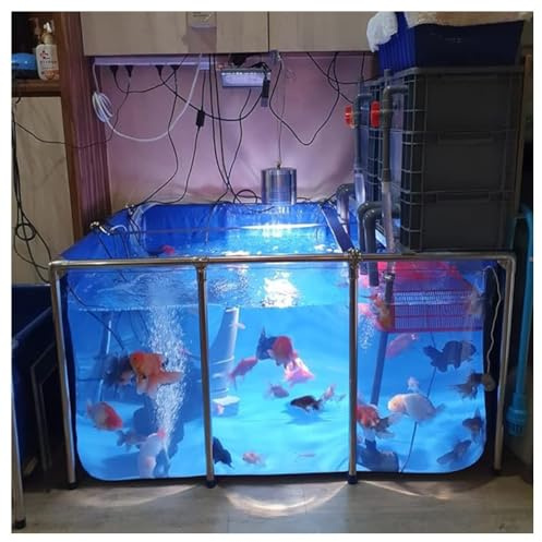 Above Ground Koi Pond with Clear Viewing Window & Drain Valve - Large PVC Canvas & Steel Frame Aquarium for Fish, Turtle Farm - Easy Assembly Display Pool for Outdoor Use
