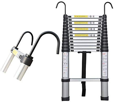 Multi-Purpose Aluminum Telescoping Ladder with Hooks & Non-Slip Feet - Durable Extension Ladder for Home Industrial(3.2m/10.5ft)