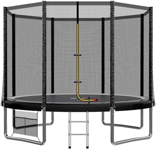 JUMMICO Trampoline extérieur Ø 183/228/305/366/427 cm, Trampoline de Jardin pour Enfants avec échelle et Poche latérale (Noir, 305 cm)