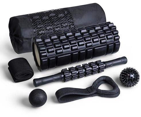 7-in-1 High Density Trigger Point Foam Roller Set with Muscle Roller Stick