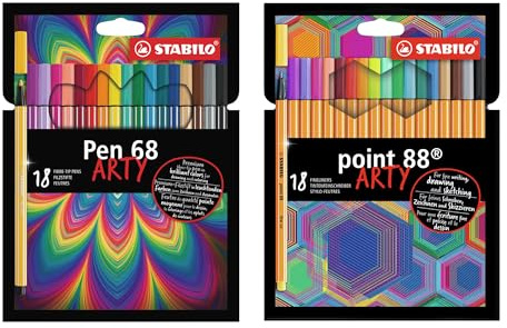 STABILO - ARTY Fineliner und Filzstift - point 88 + Pen 68 | zwei 18er Etuis