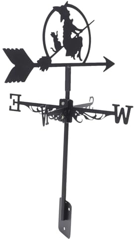Angoily Banderuola Decorativa in Metallo a Forma di Strega, Segnavento Resistente per Giardino e Tetto, Ornamento Esterno Vintage per Prato e Garage