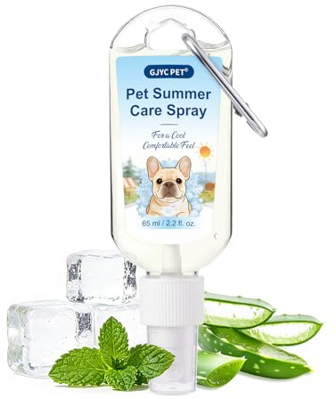 GJYC PET Hunde Kühlspray 65ml mit Karabiner – Sofortige Kühlung für Hunde & Erfrischungsspray Sommer, mit Menthol, Aloe Vera & Hafer, ideal für unterwegs, aktive & brachyzephale Hunde