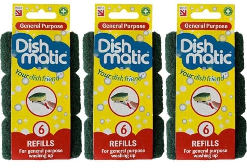 General Purpose Washing-Up Sponge Refill Heads 6 refills Pack Of 3