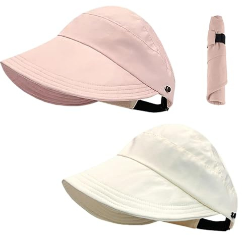 Dryxog 2 Stück Sonnenhut Damen, Kappe UV Schutz Faltbare, Wandern Laufmütze mit Pferdeschwanzloch, Unisex Sonnenhut Damen Herren Verstellbar für Wanderhut Safari