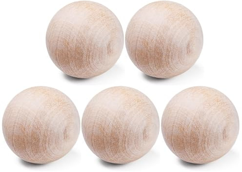 5 st träbollar 5 cm, naturliga hantverksbollar lätta och enkla att kontrollera, återanvändbar landhockeyboll för ishockey lekborrar gör-det-själv hantverksprojekt, fältboll