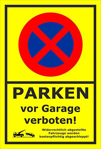 Melis-Folienwerkstatt Parken verboten Schild – Abschleppschild für Parken vor Garage verboten – 30x20 cm – Aufkleber – Verschiedene Größen und Materialien