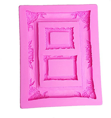 Cake Silicone Moulds,Bluesees Cake Moulds Vintage Picture Large Baroque Mirror Frame sugarcraft Fondant Mold for Sugar Paste Gumpaste Designer Cupcake Topper Decoration Mould Tools