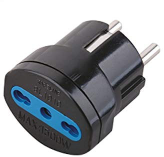 Adattatore bipasso spina schuko nero polybag