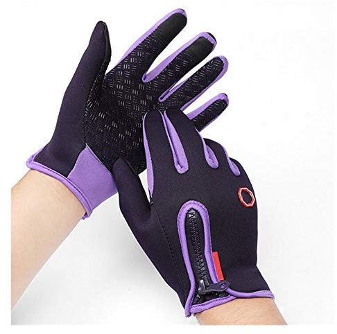 YGLONG Motorrad Handschuh Touchscreen Motorradhandschuhe für Winter Moto Handschuhe Outdoor Sporthandschuhe Warme Frauen Mann Anti-Rutsch Wasserdicht (Color : Purple, Size : M)